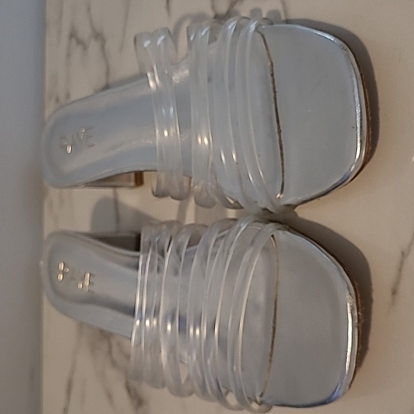 Raye Lyric Revolve Women's 9.5 Metallic Silver and Clear Strappy Heeled Sandals - Picture 3 of 11